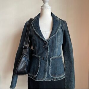Moschino Denim Blazer Jacket S Dark Wash Italian Indie Grunge Vintage 90s Y2K